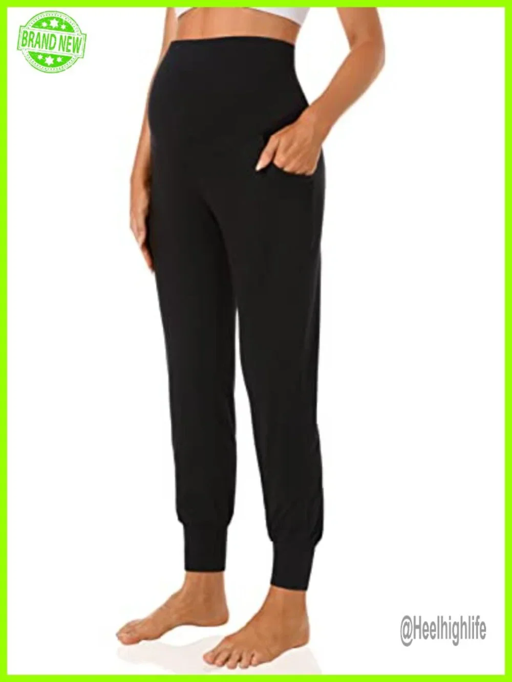 Maternity Joggers Pregnancy Sweatpants High Waist Overbump Lounge Athletic